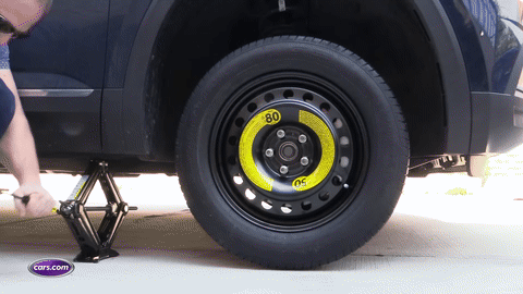 Tightening lug nuts in a star pattern.