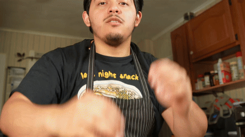 Shows the ingredients being measured and combined in a bowl.