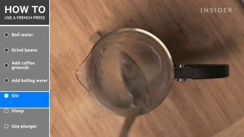 Shows the coffee steeping process.