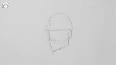 Guidance on completing the face shape with a focus on the cheekbone.