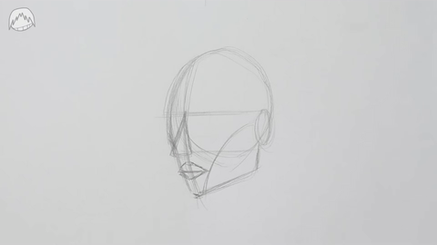 Explanation of placing eyes using curved guidelines for perspective.