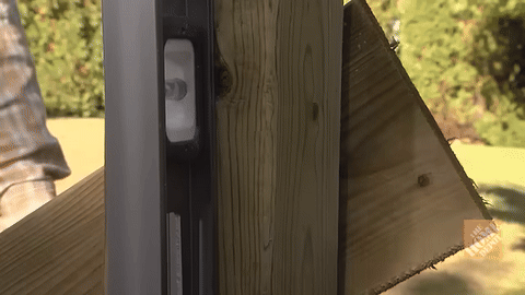 Shows the final check of post alignment.