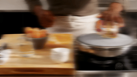 Shows a nonstick skillet with water boiling.