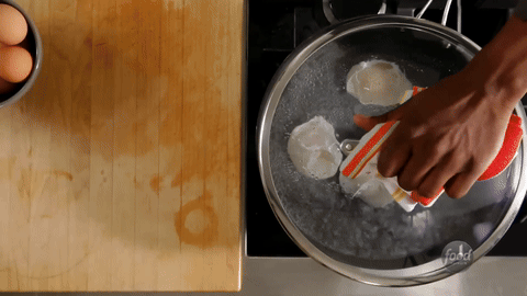 Shows the skillet being covered and the heat turned off.